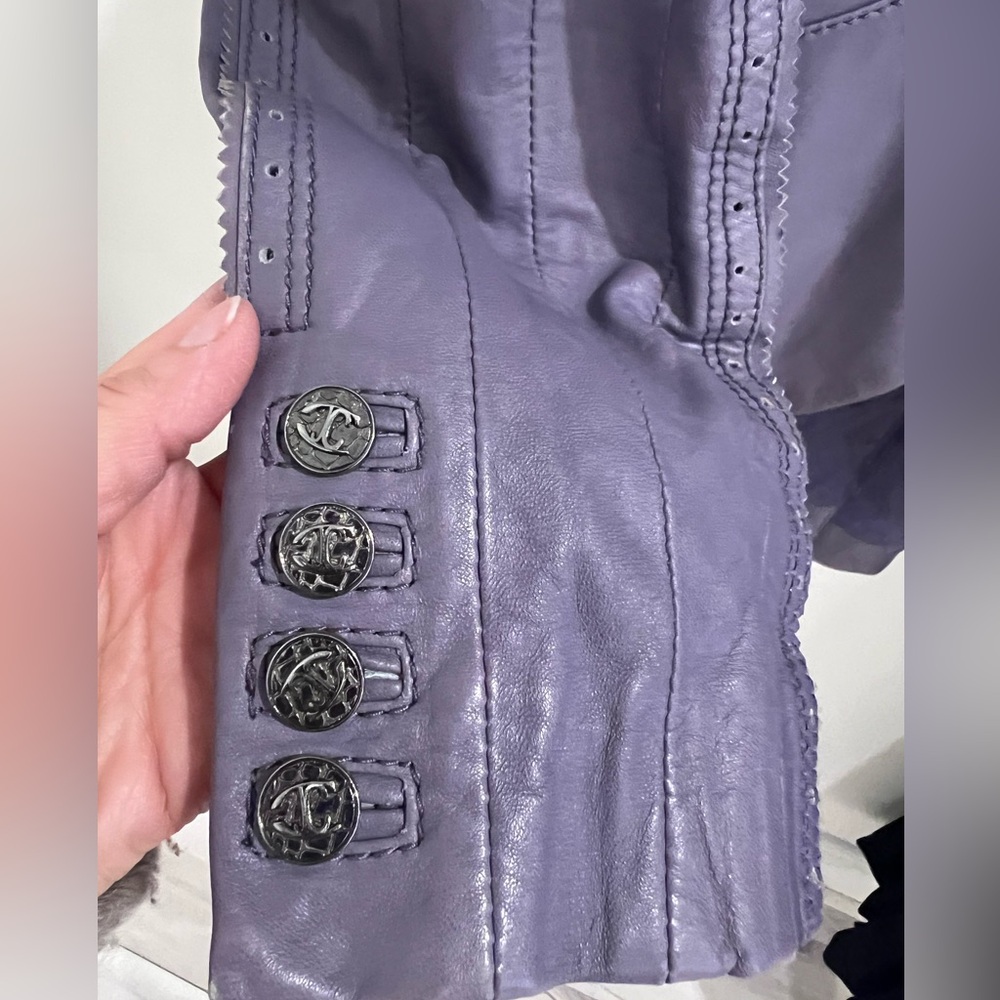 Y2K Roberto Cavalli purple leather jacket 44 - Picture 7 of 8
